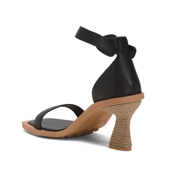 AEROSOLES Black Leather Calico Heeled Comfort Sandals - Picture 2 of 2